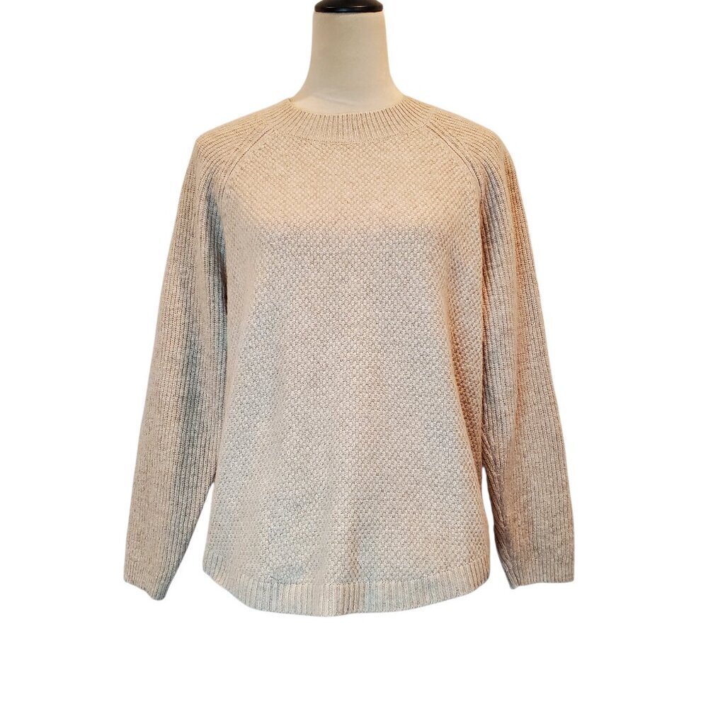 BODEN Women's Sweater Wool Blend Textured Knit Relaxed Cozy Sweater in Oatmeal
